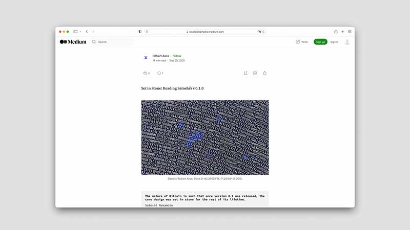 Set in Stone: Reading Satoshi's v.0.1.0 | Writing | Robert Alice
